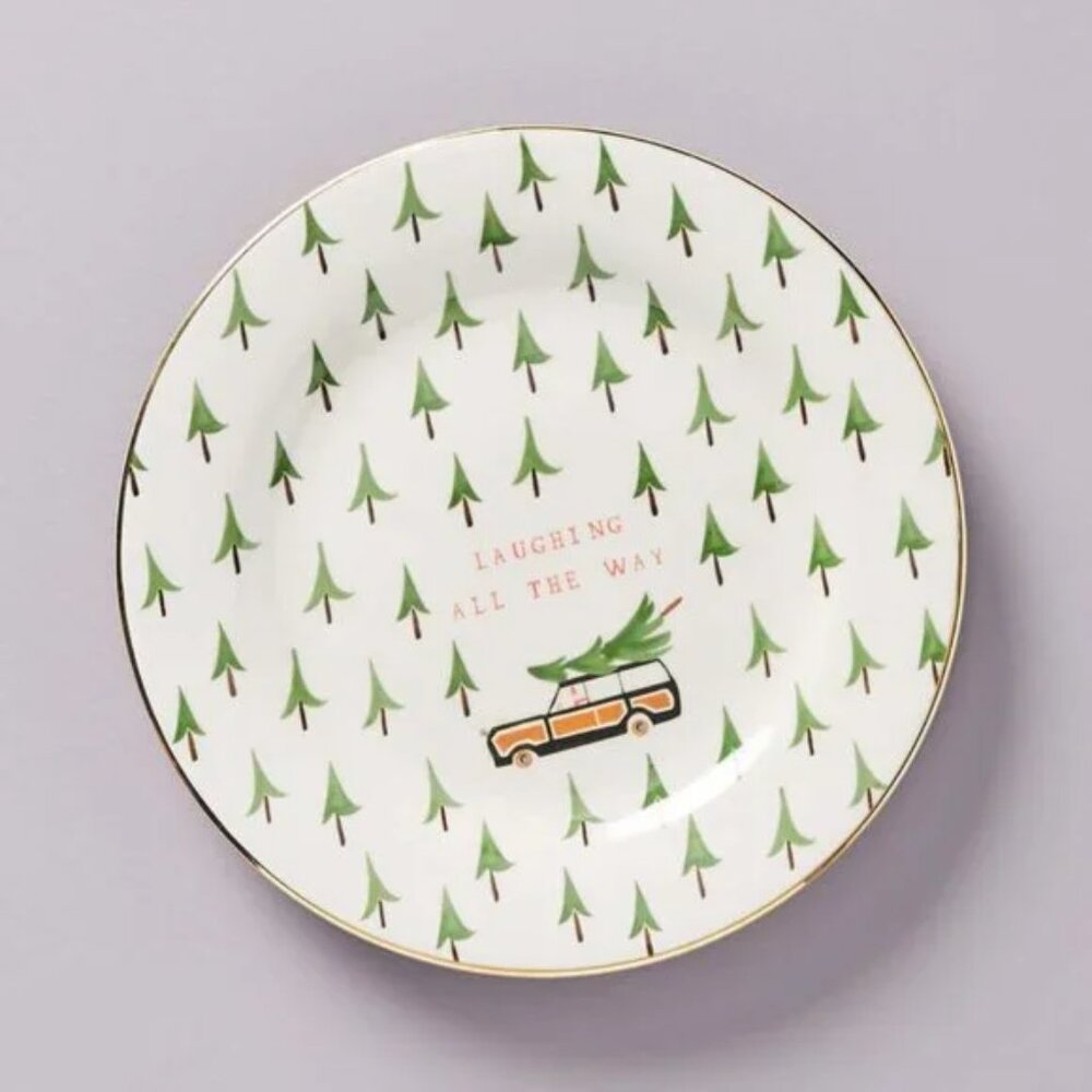 2 Anthropologie Mr. Boddington season’s greetings dessert plates